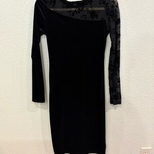 Elegant Black Velvet Dress NWOT